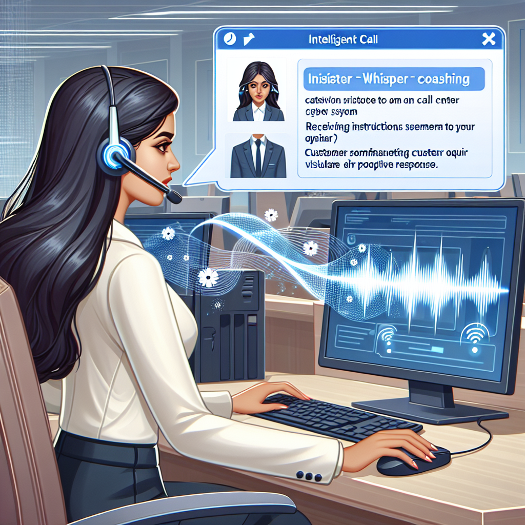 An image depicting a call center agent receiving information through intelligent call whisper coaching would fit beautifully here, showing the personalized assistance they receive to handle customer queries.