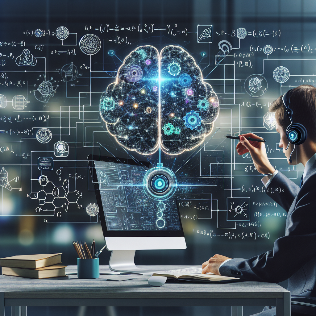 An illustrative image showing AI integrated into a customer service platform, highlighting areas of machine learning and natural language processing