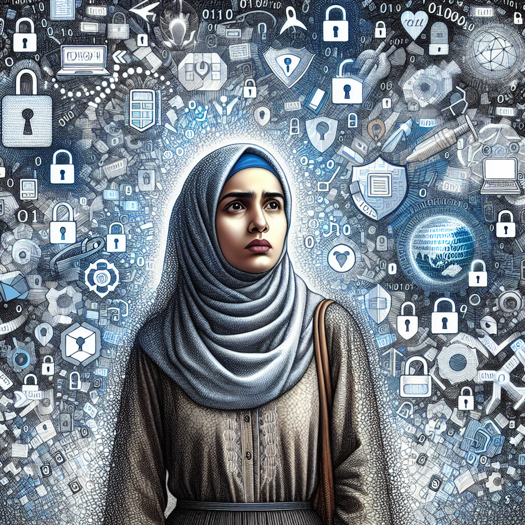 Illustration of a human figure overwhelmed by digital data, signifying privacy concerns