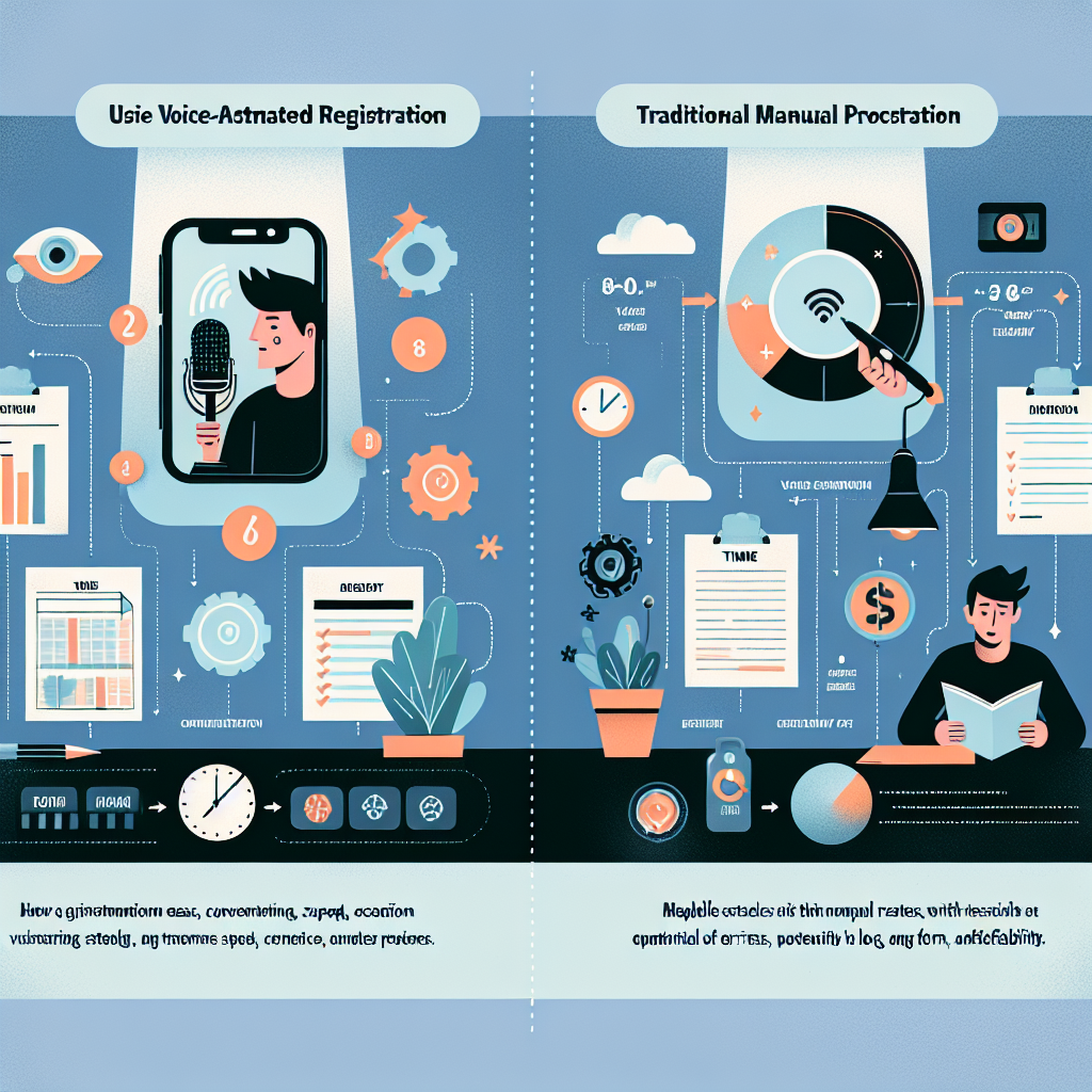 An infographic highlighting the benefits of voice-activated product registration over the traditional manual process