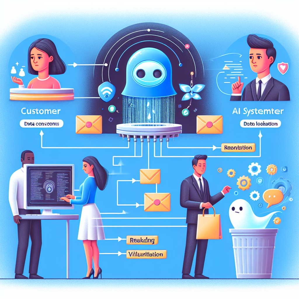 An illustration of the data transfer between a customer, an AI system, and an agent, illustrating potential privacy concerns