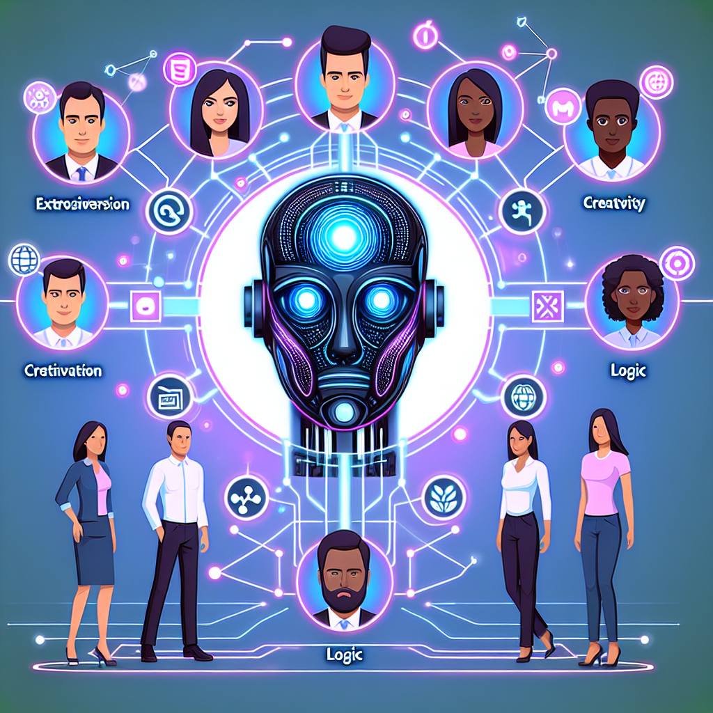A conceptual image featuring AI, personality traits, and agent-customer matching