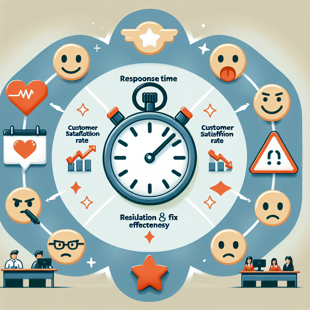 An illustration of various performance metrics such as response time, customer satisfaction rate, and resolution effectiveness
