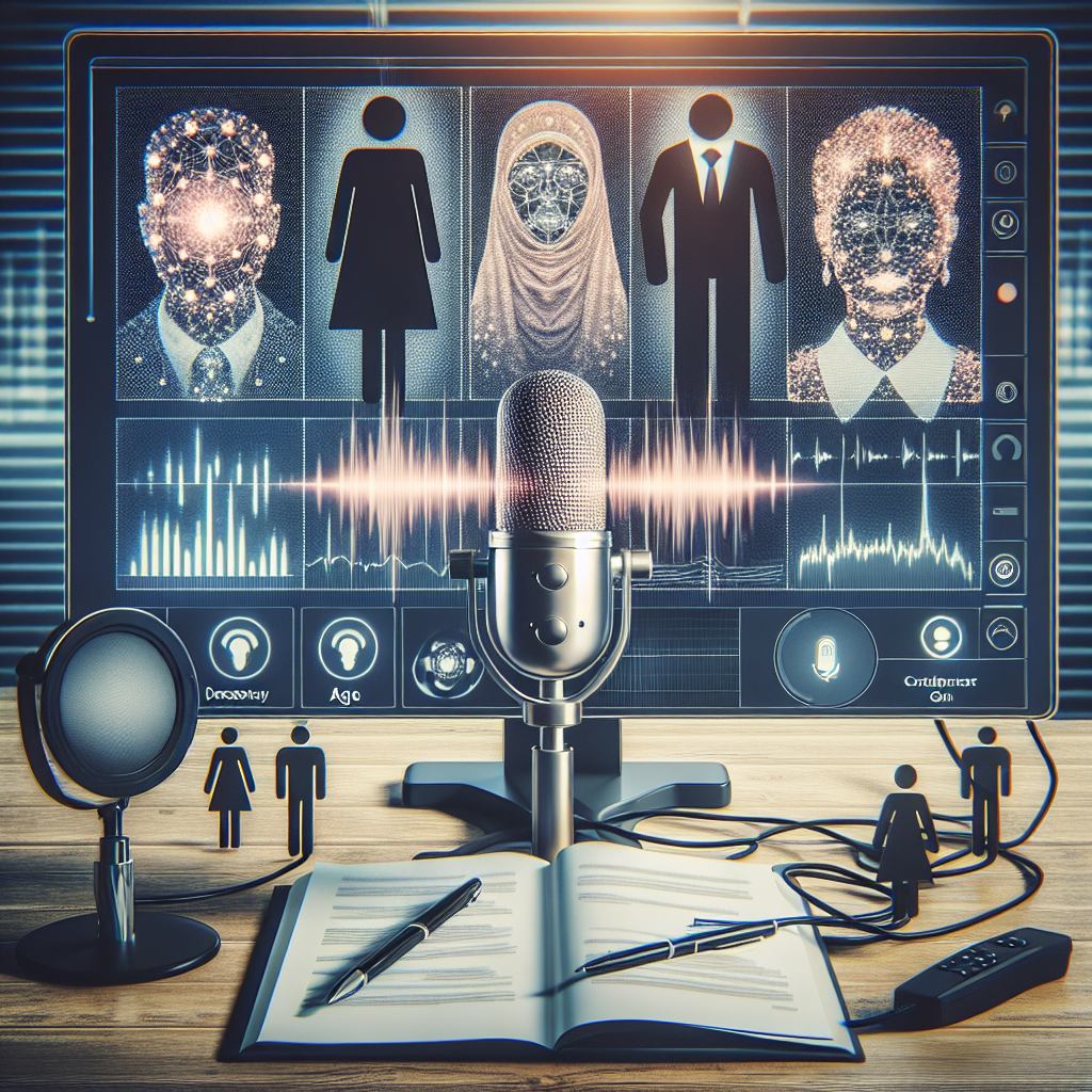 A graphic depicting voice analysis technology being used to determine customer demographics