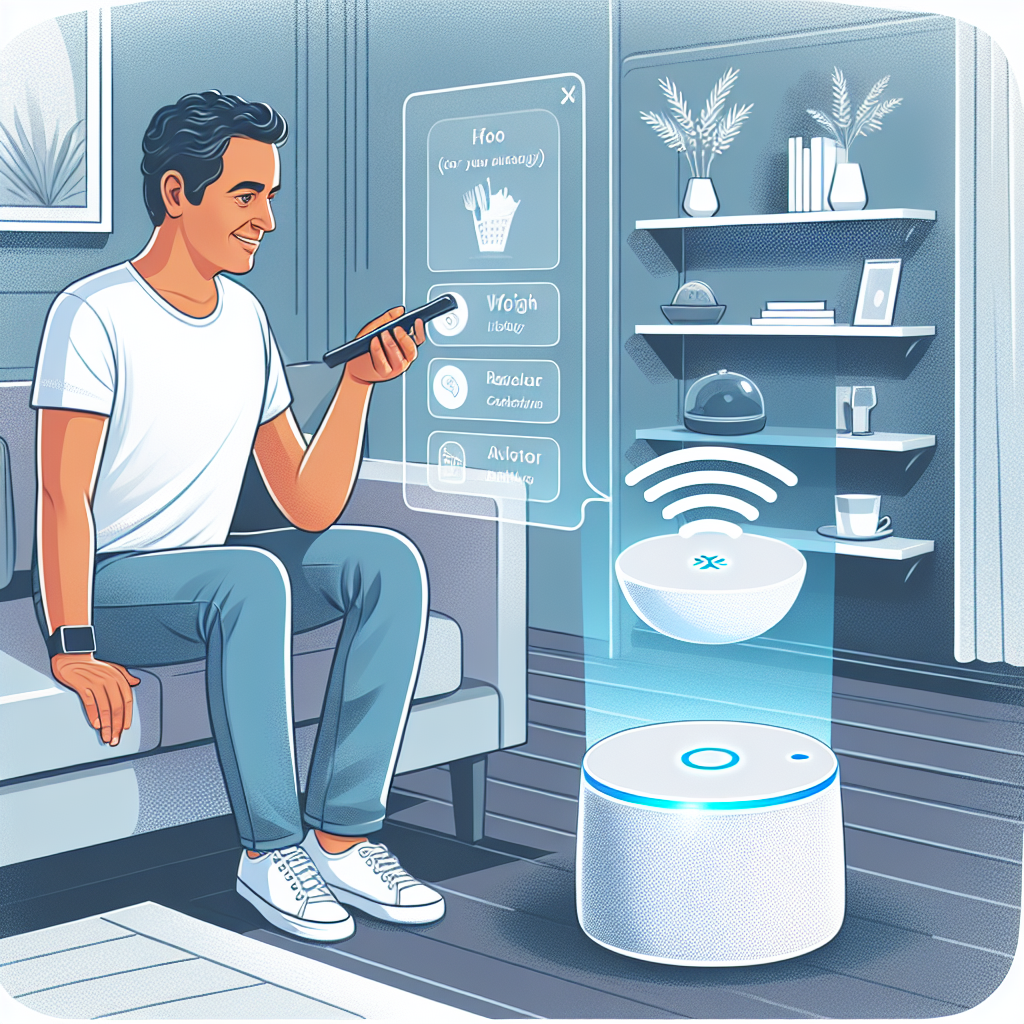 An illustration of a person using a voice-activated device to place an order.