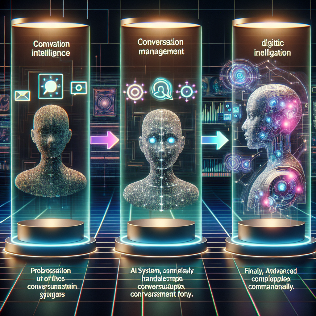 A futuristic graphic representing evolution of AI in conversation management