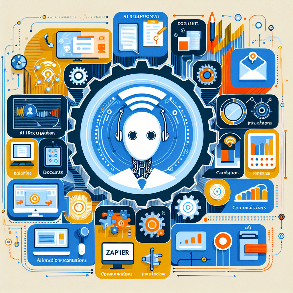 An illustration showing how Zapier integrates AI receptionist with other business applications.