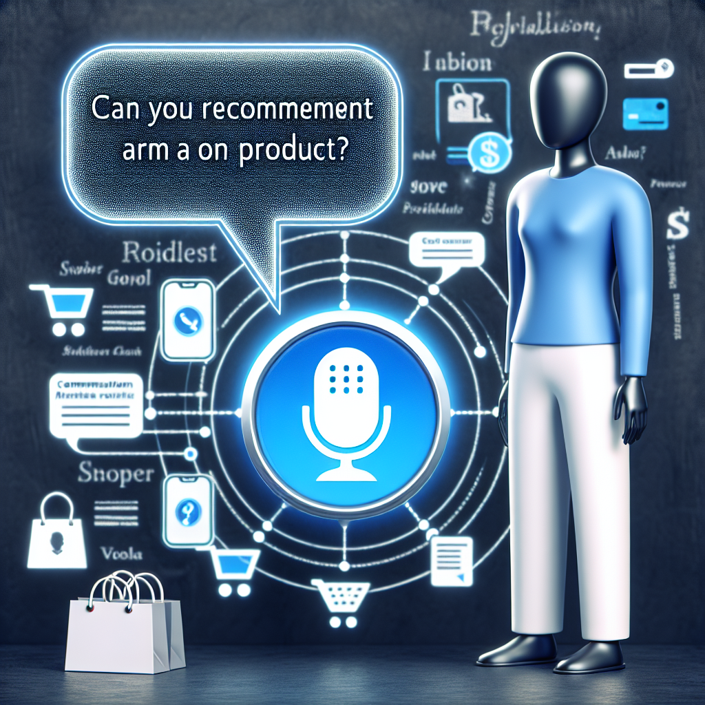 A graphic showcasing interaction between Google Assistant and a user for product recommendations
