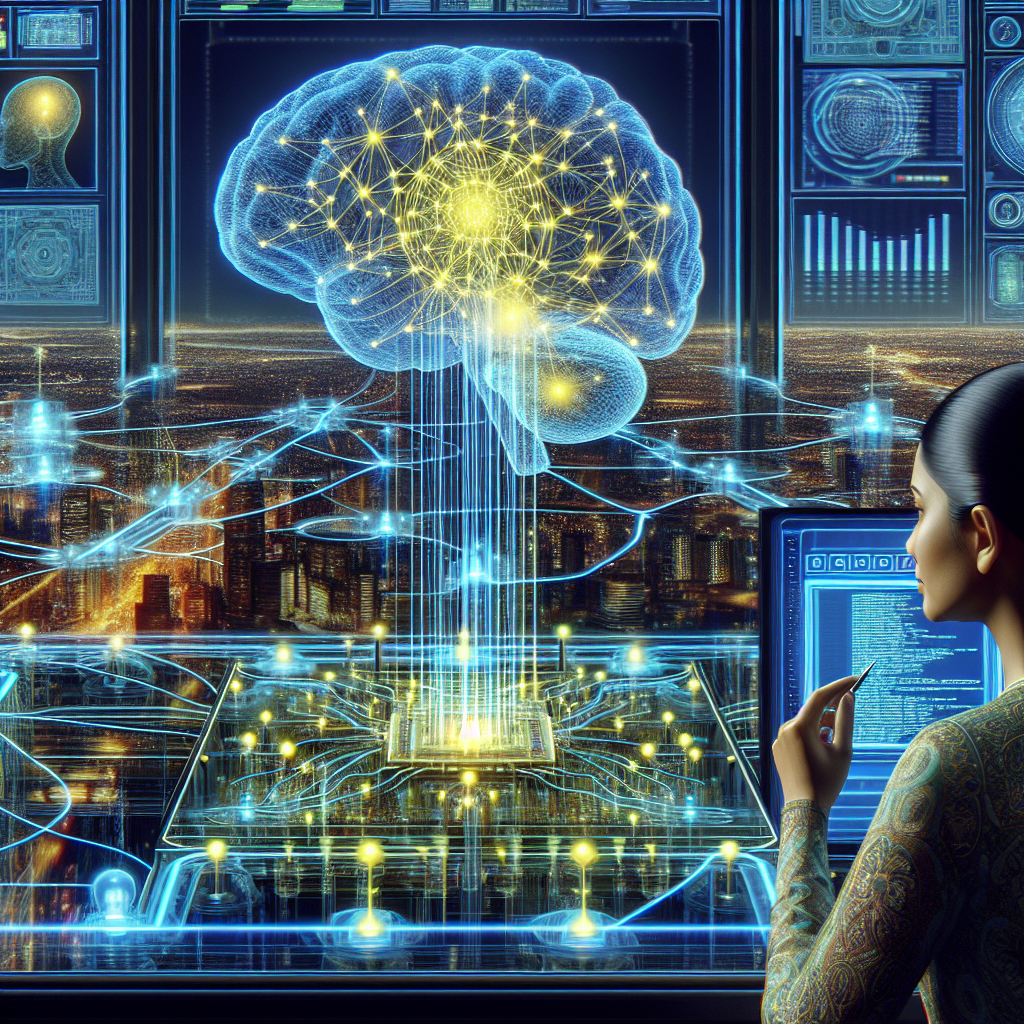 An image showing an AI software being integrated with telecommunication infrastructure