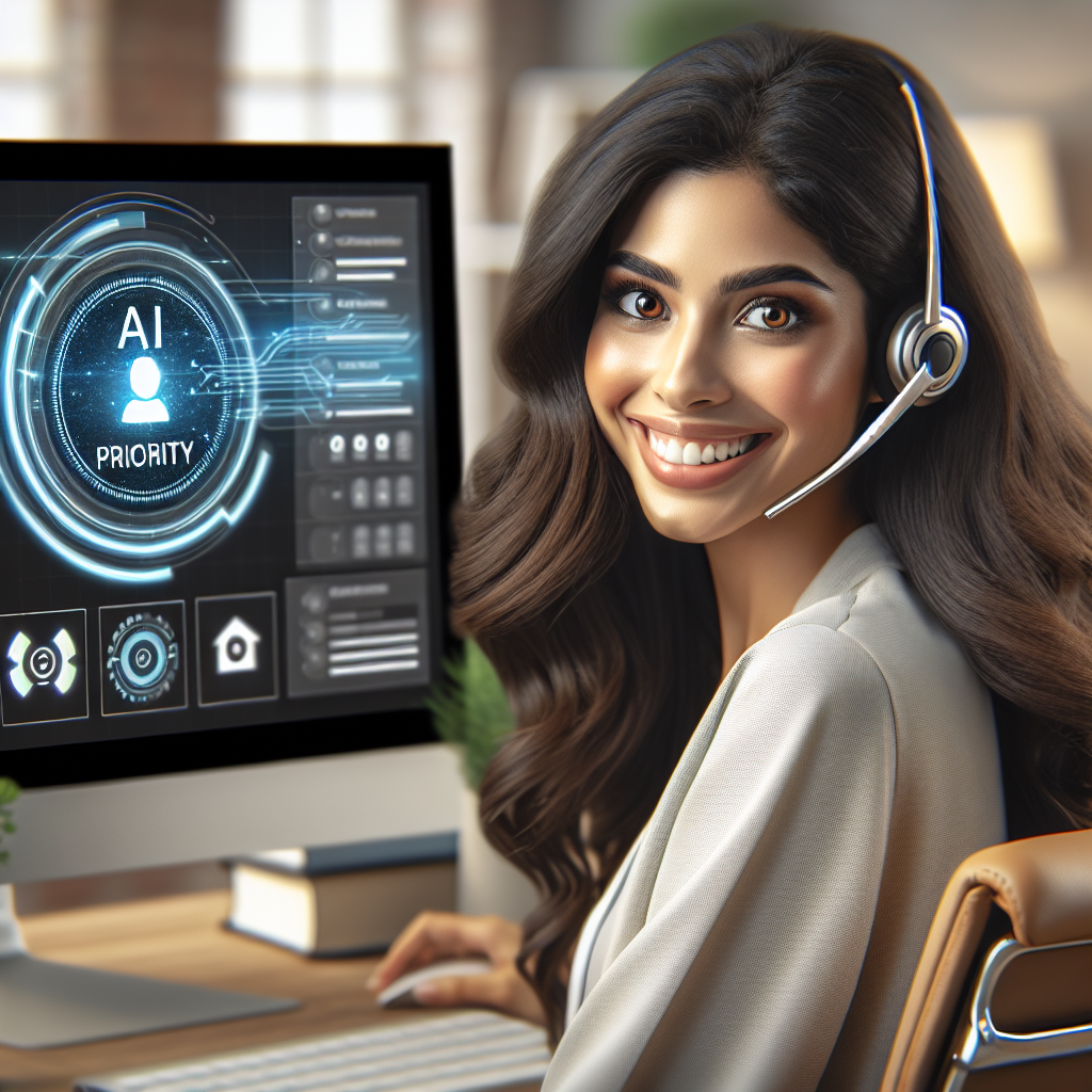 An image of a customer service agent using AI technology to prioritize calls