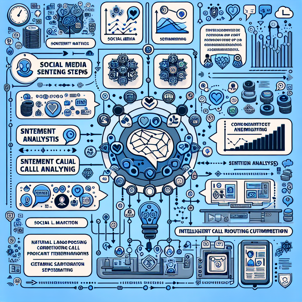 An infographic detailing the basic process of social media sentiment analysis and how it contributes to intelligent call routing