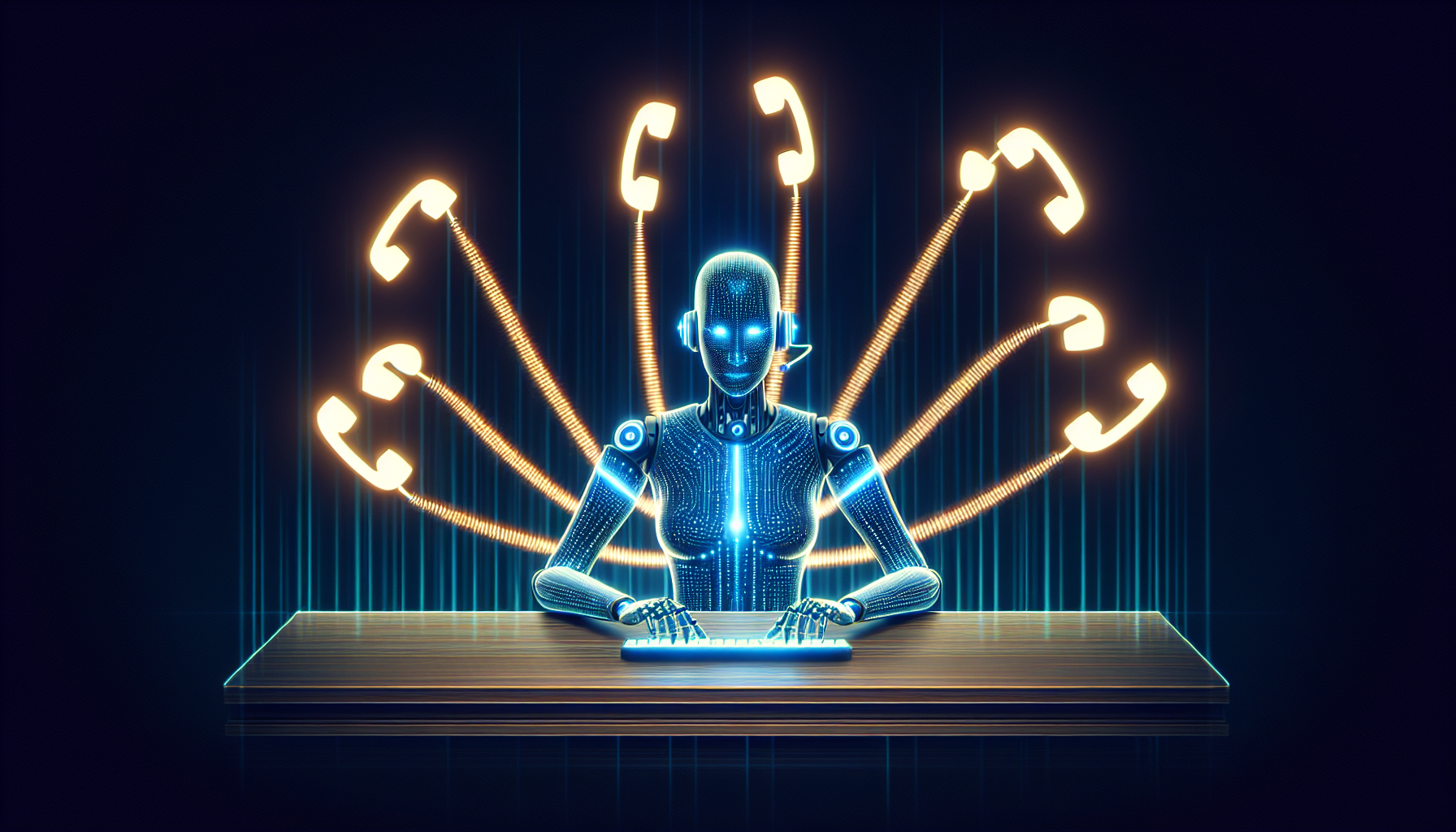 An image showing an AI receptionist managing multiple calls simultaneously