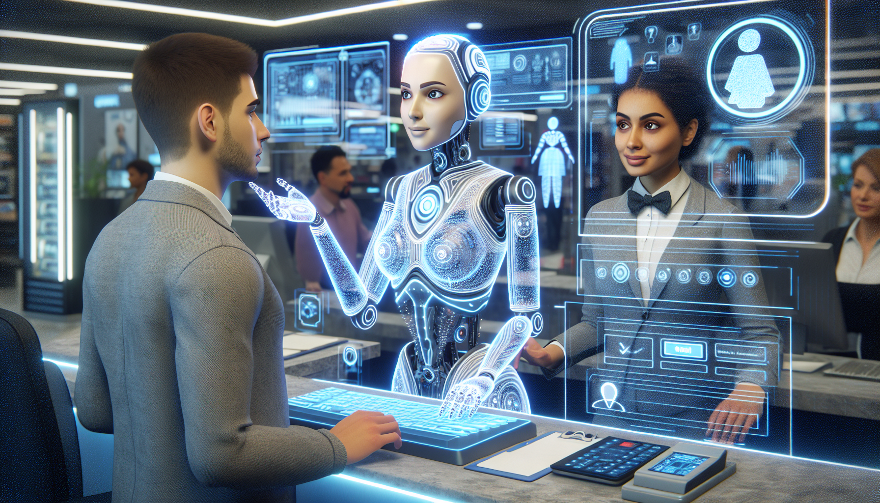 An AI receptionist interacting with a customer
