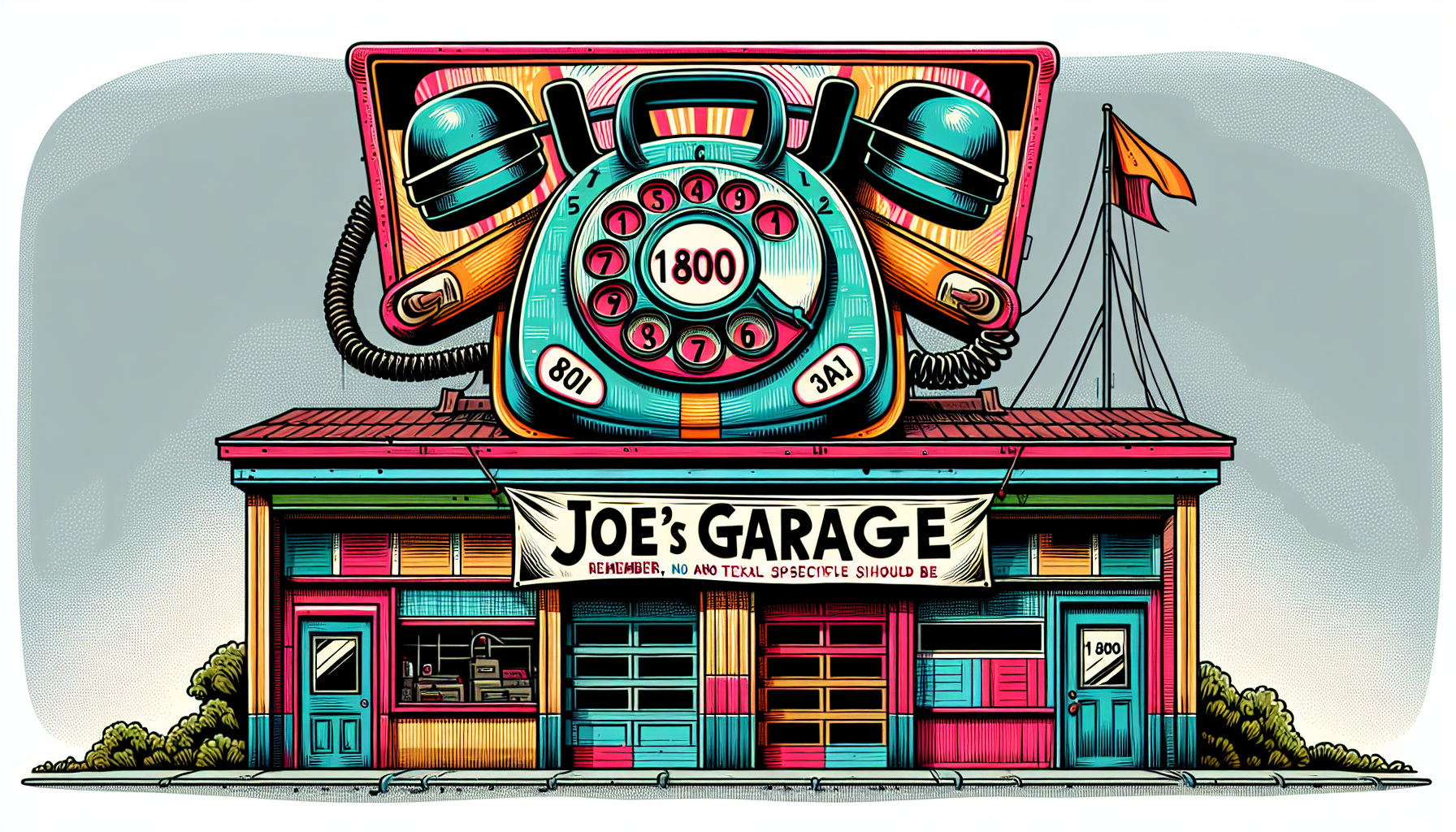 An image of Joe's Garage along with its 1 800 number prominently displayed.