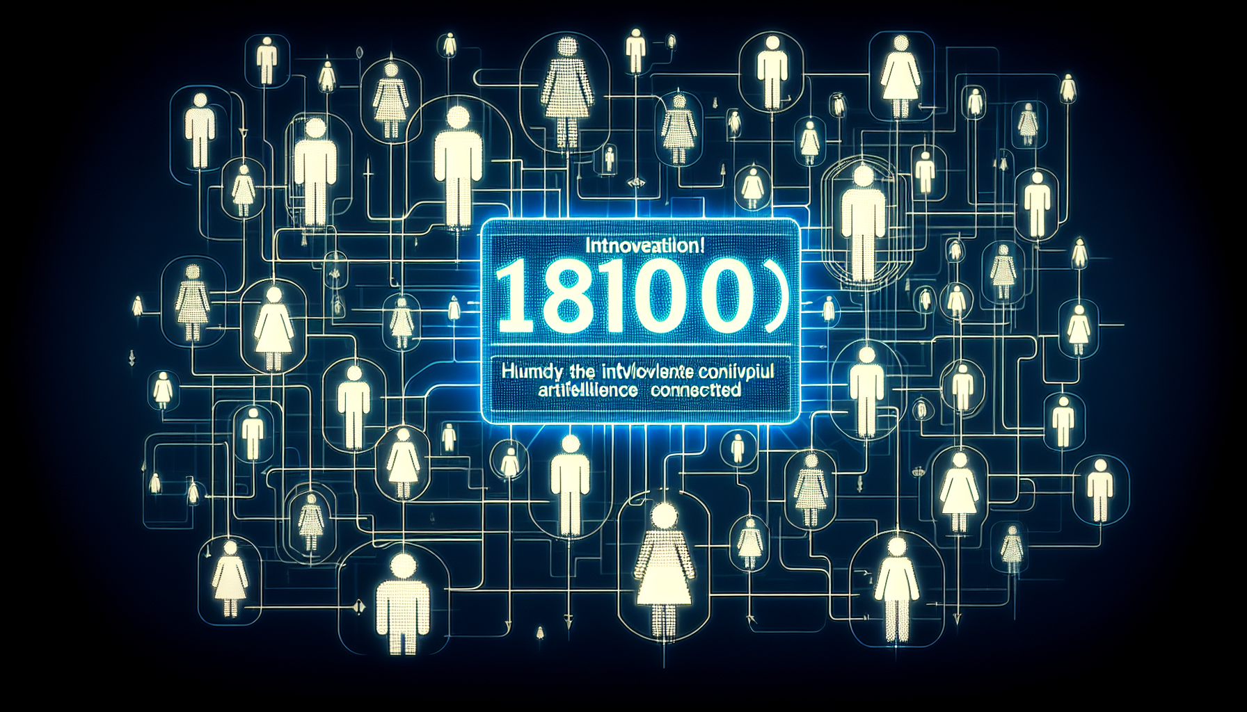 A digital illustration showcasing a vanity 1800 number display with AI network connected to multiple users