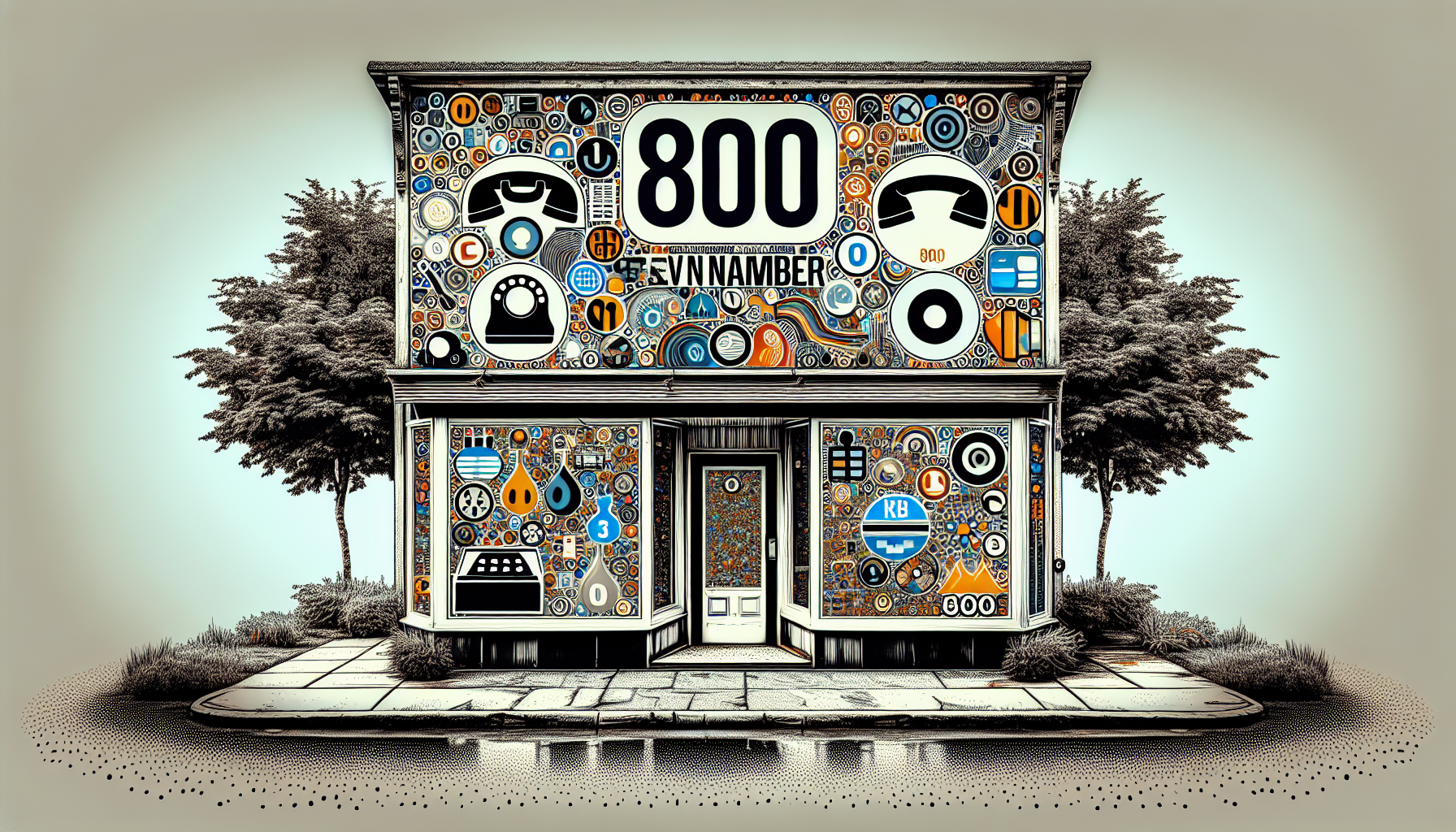 An 800 vanity number displayed in a small business storefront