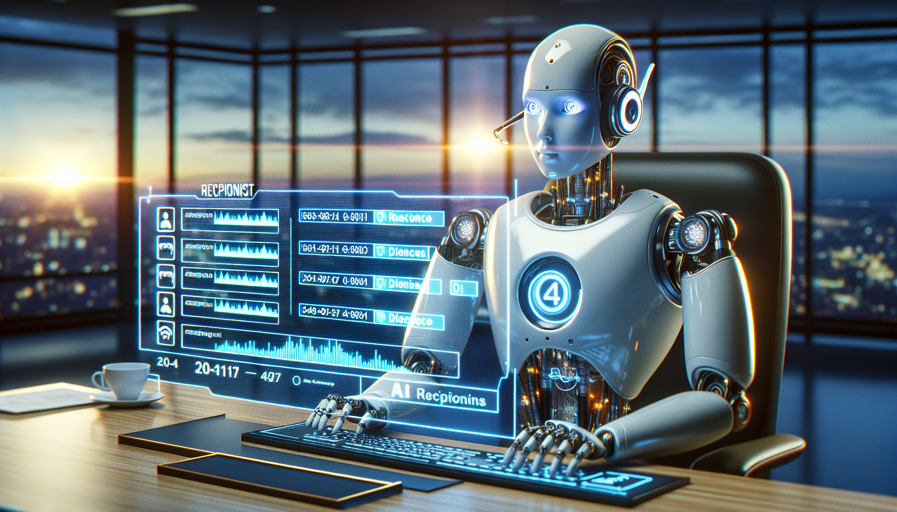 An AI receptionist handling calls, showing concept of 24/7 service