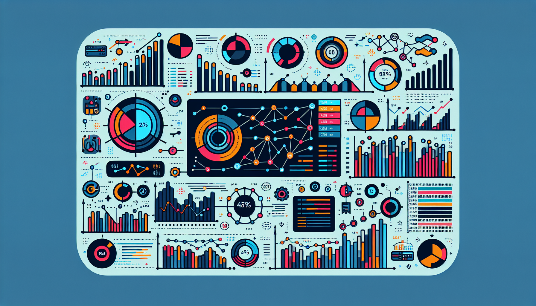 An image depicting graphs and charts representing call data analytics