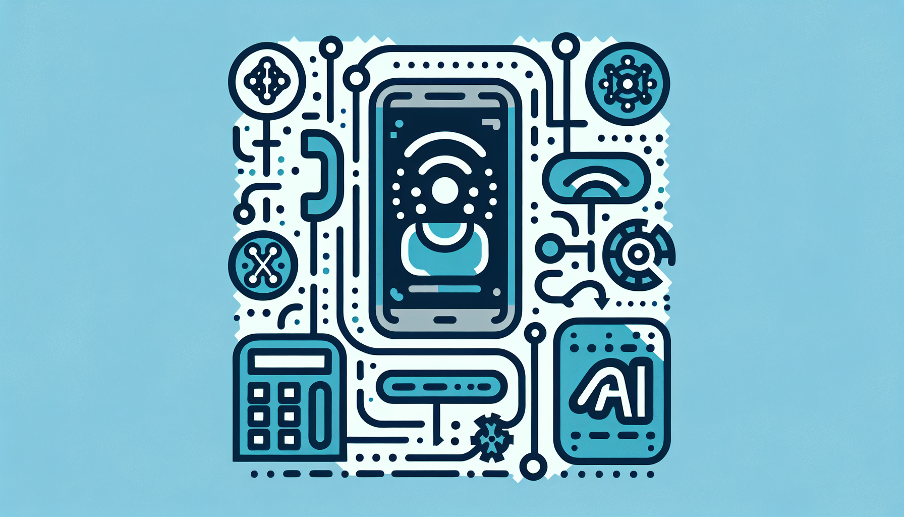 An illustrative image capturing the My AI Front Desk's phone app integration via Zapier