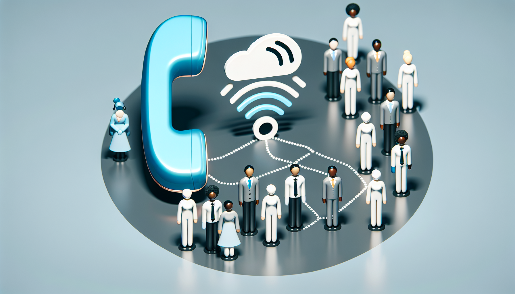 A graphic representation of an AI Phone Receptionist serving customers