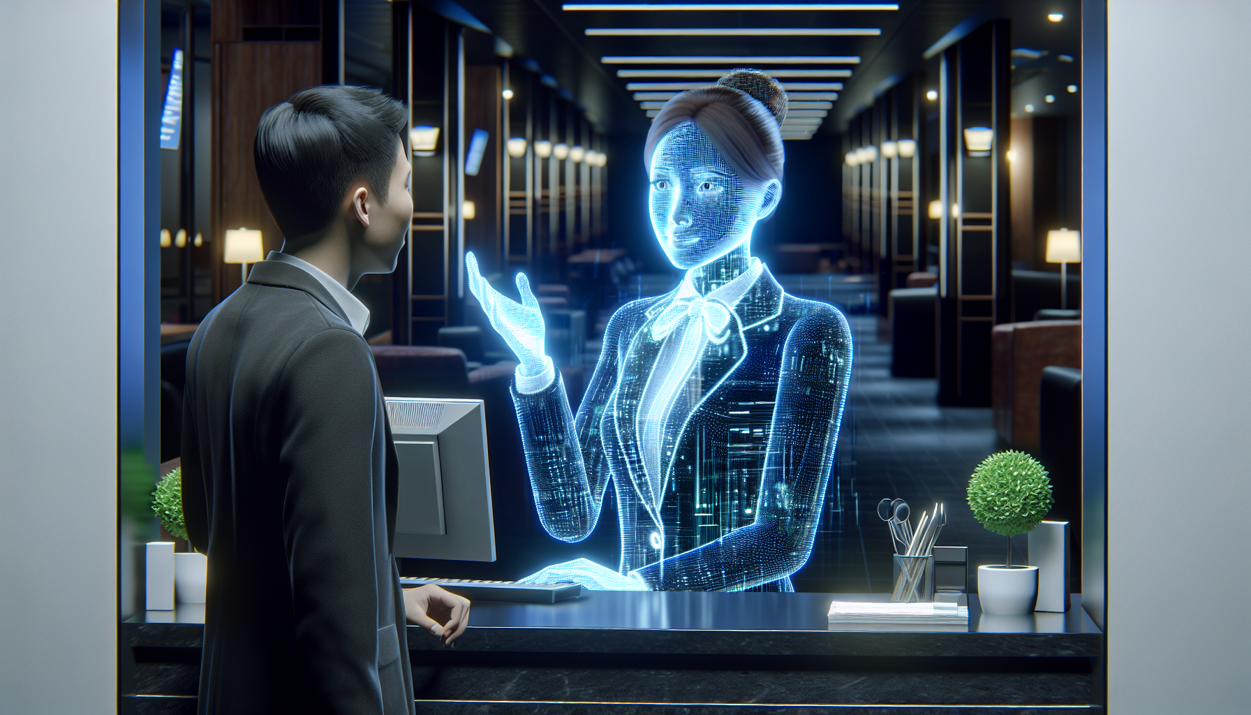 An AI receptionist assisting a customer during after-hours
