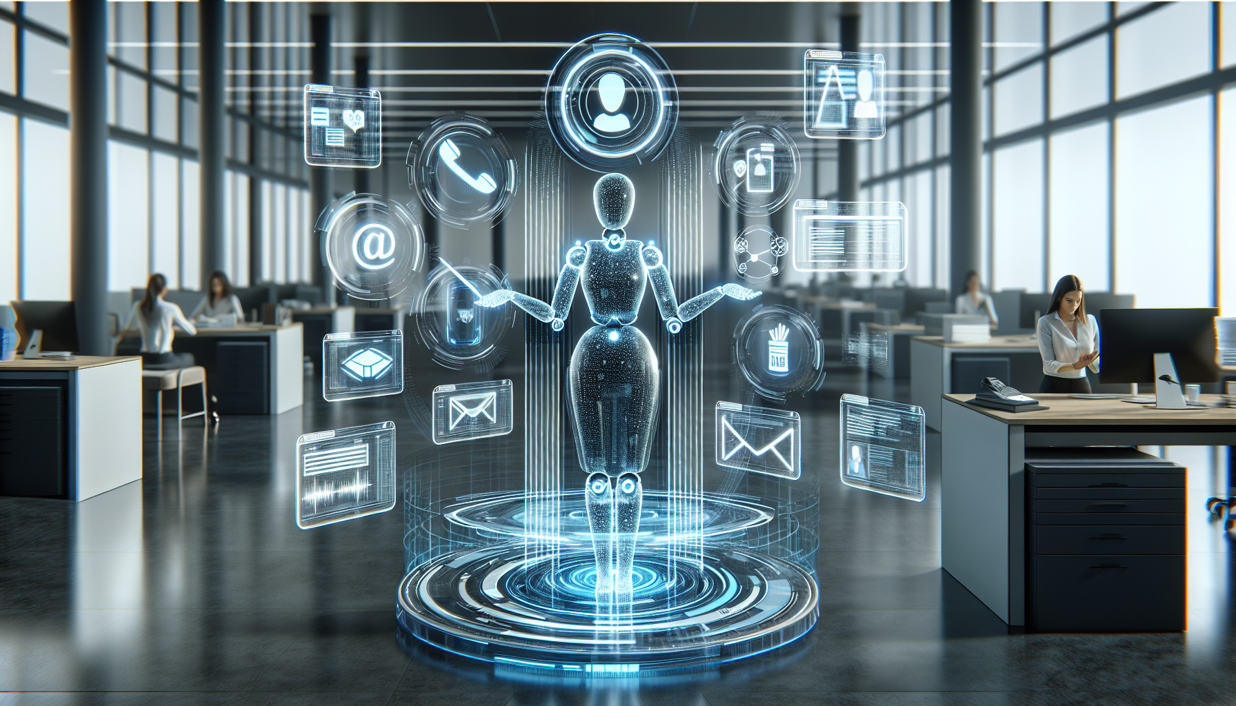 An AI receptionist answering calls and managing workflows