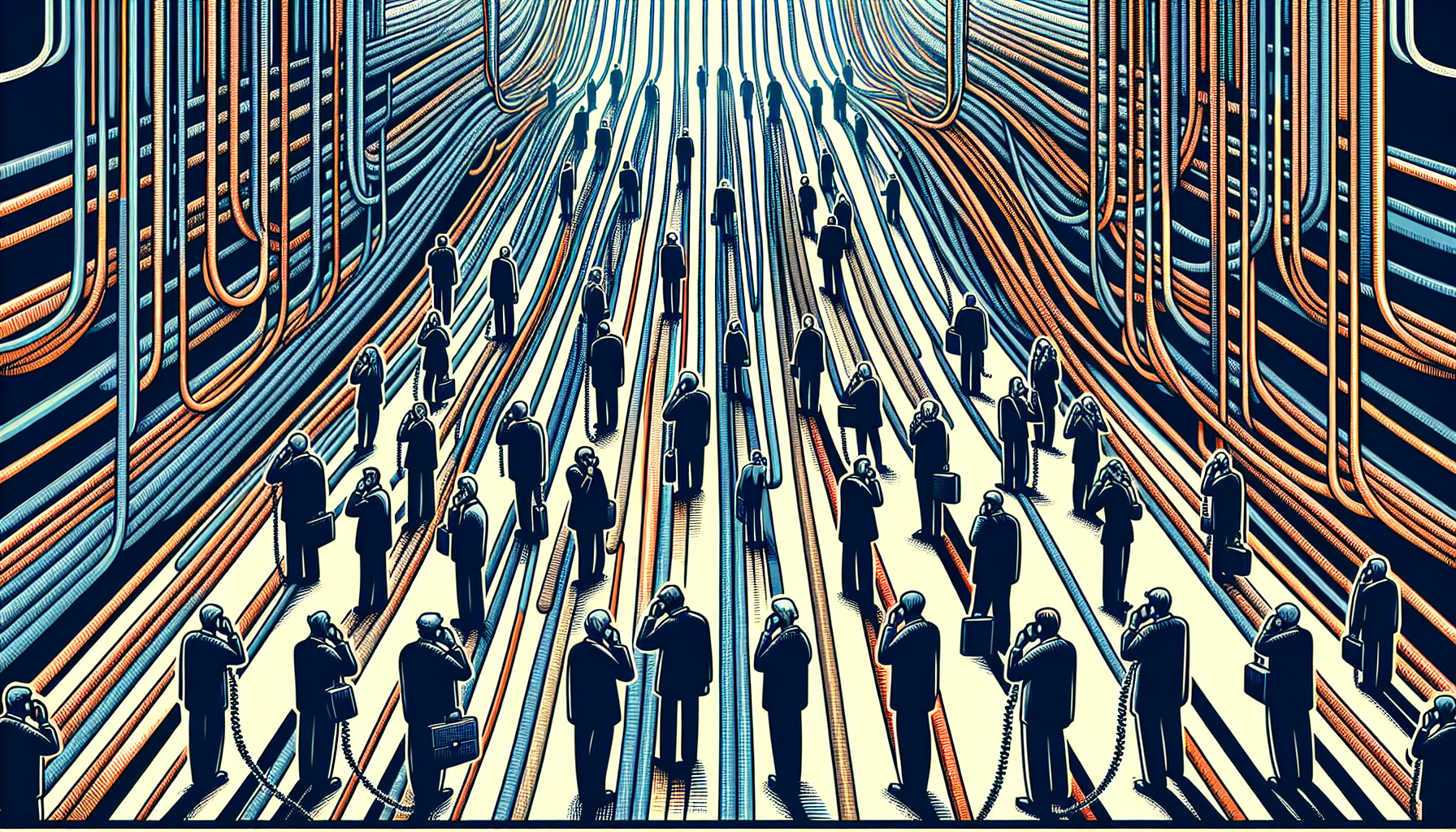 An illustrated image representing several phone lines running parallel, indicating unlimited parallel calls