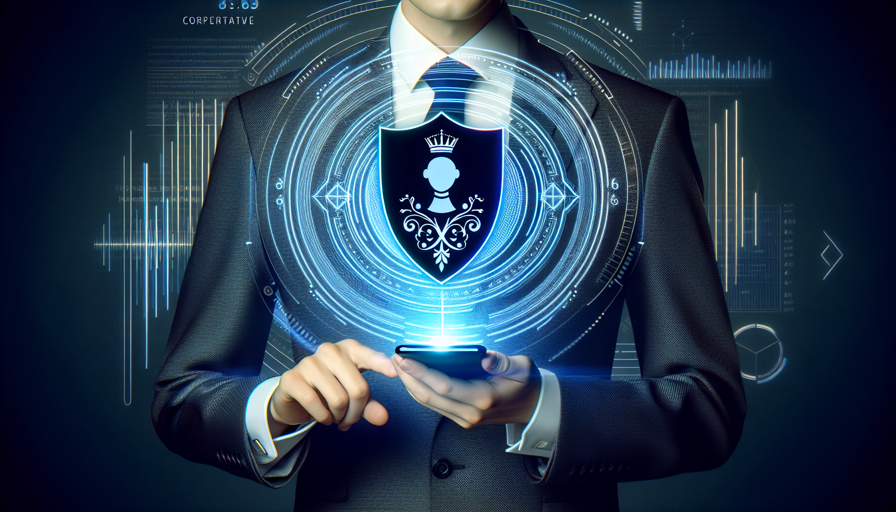 An image illustrating a business executive using the My AI Front Desk app on their cell phone