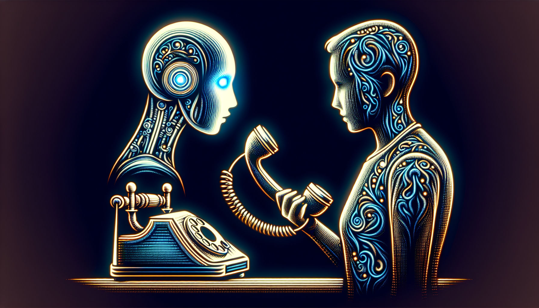An AI receptionist interacting with a customer through a telephone