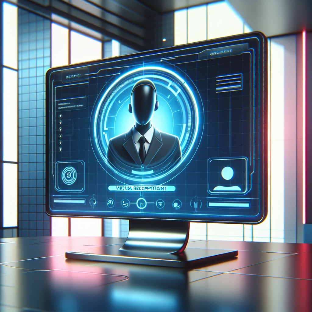 Image showing a sleek virtual receptionist interface on a computer screen.