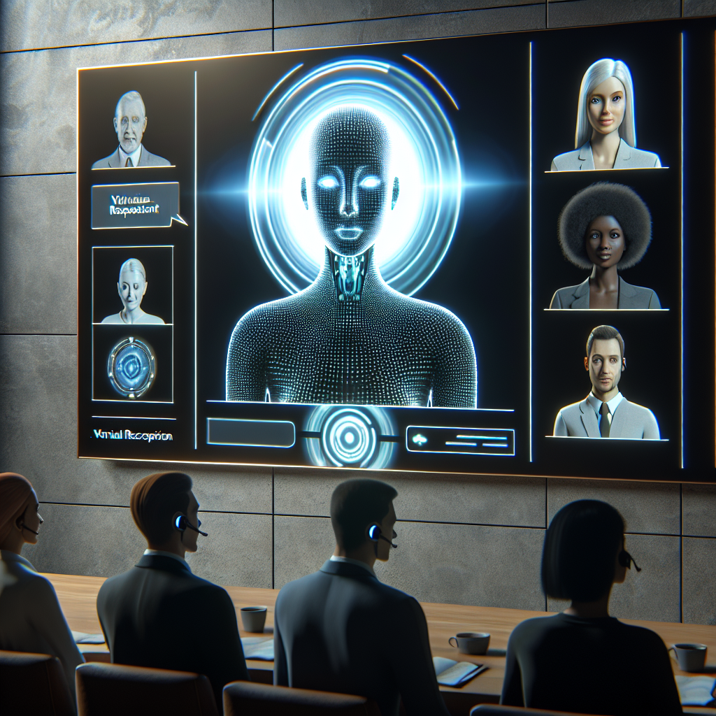 Image of a modern AI-powered virtual receptionist interacting with customers.