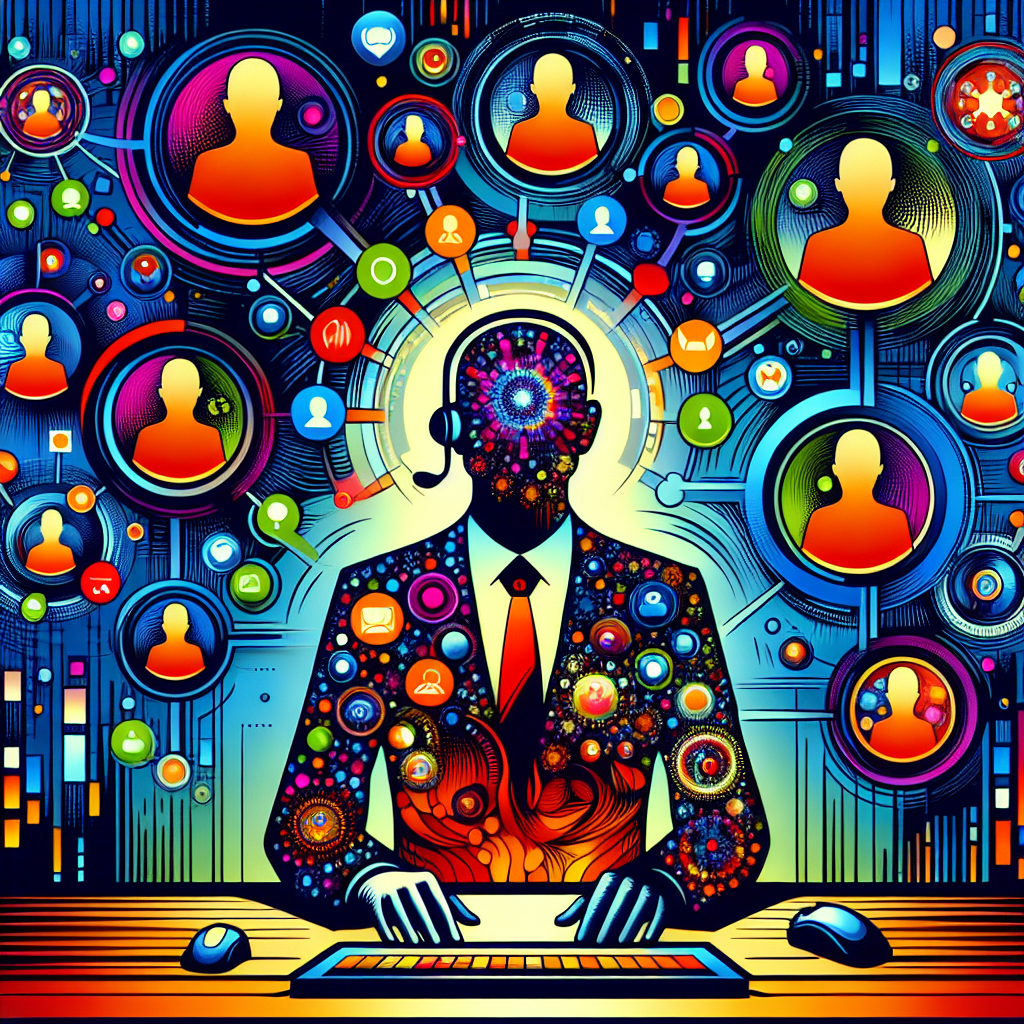 An illustration showing a virtual receptionist managing calls on multiple screens