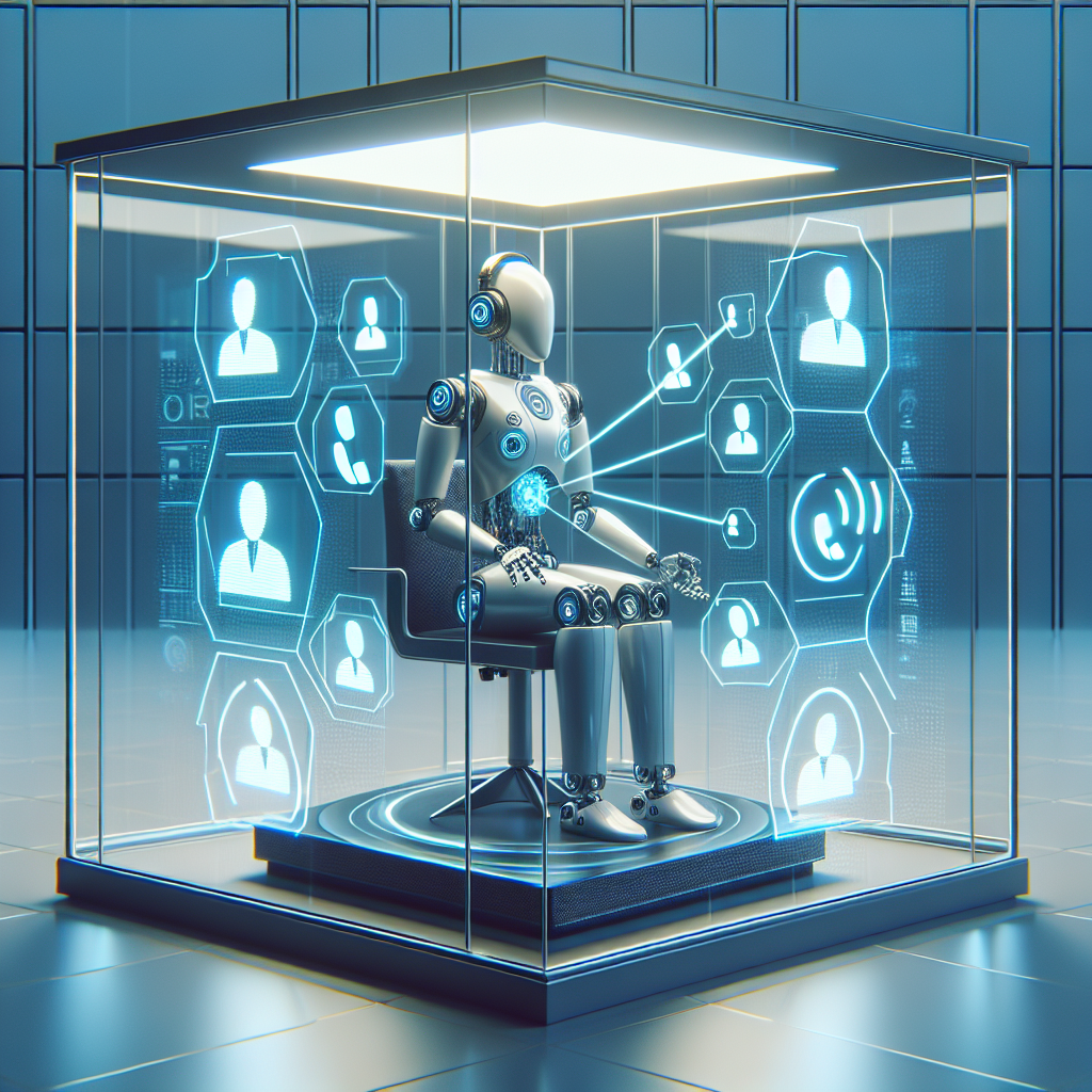 A digital illustration of an AI phone receptionist in action, processing calls efficiently.