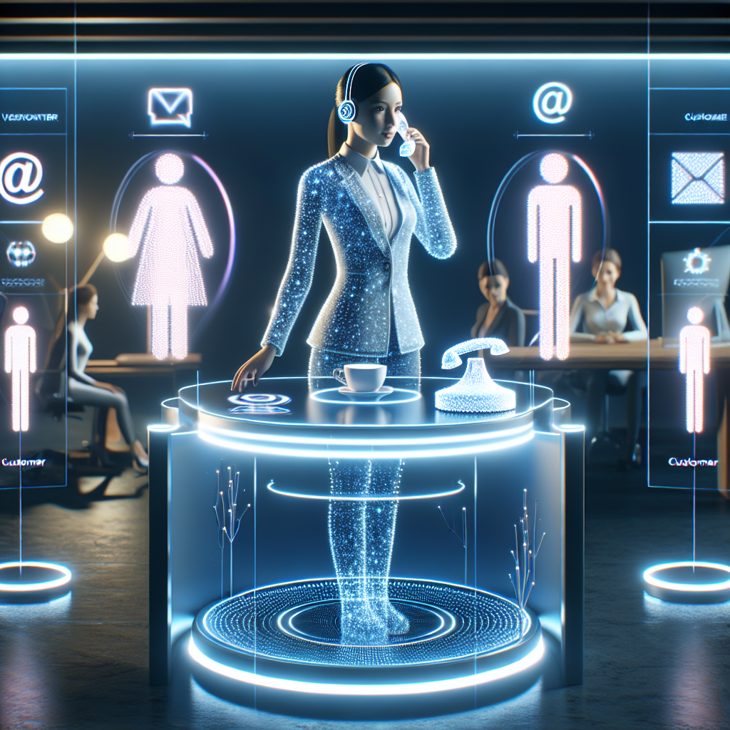 Image of a virtual receptionist assisting customers through various communication channels.