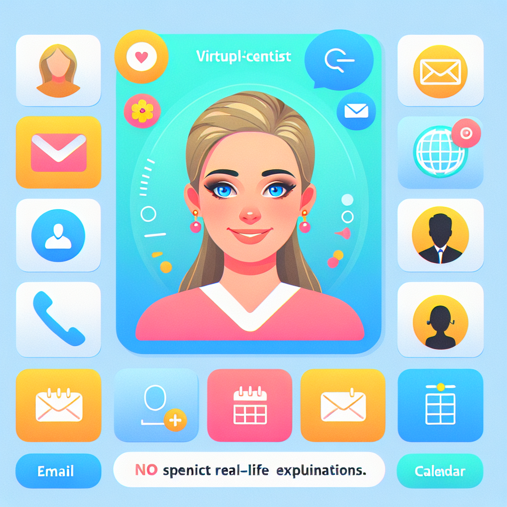 An image depicting a virtual receptionist interface with various features highlighted.