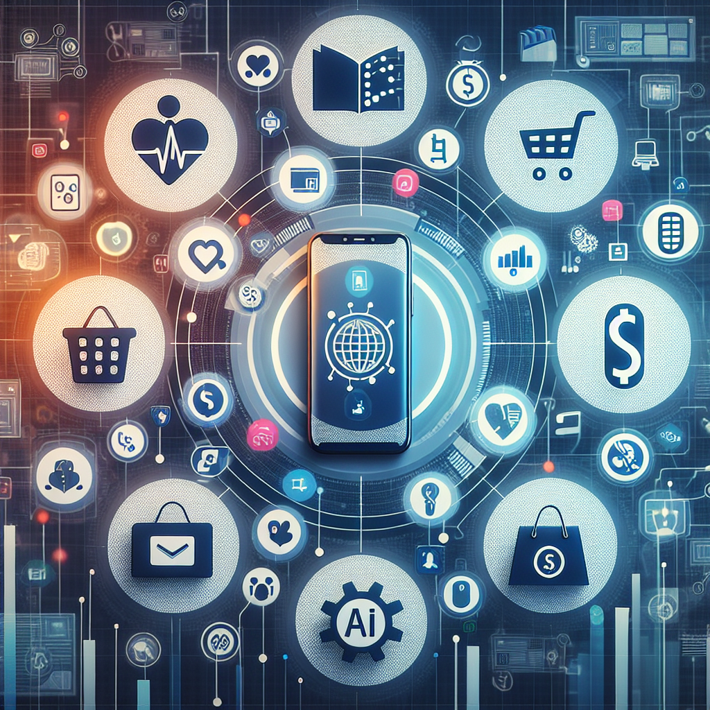 A visual representation of different business sectors with AI-driven phone solutions in action.