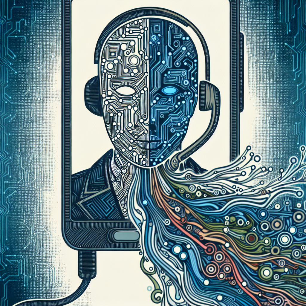 An illustration depicting AI technology in phone reception systems