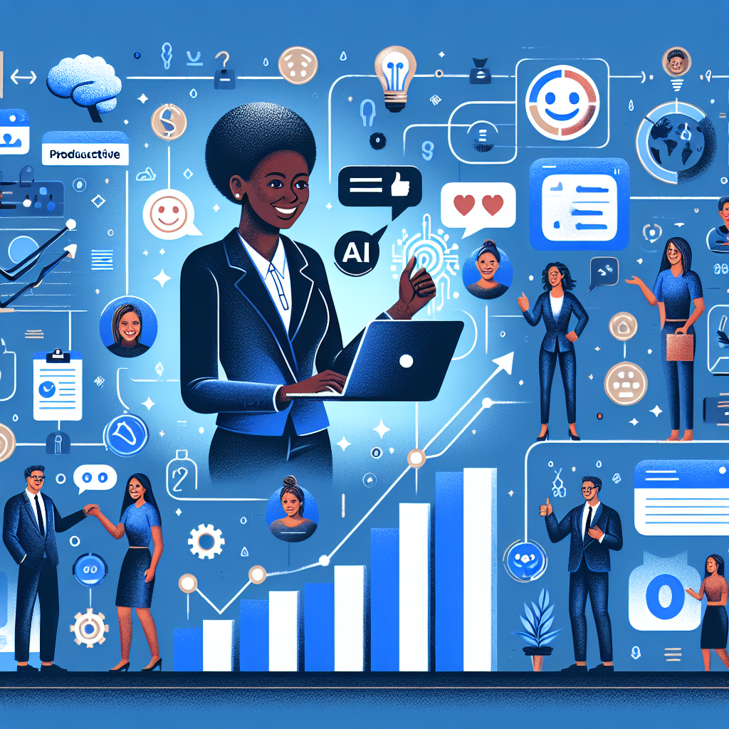 A graphic showcasing the benefits of AI-powered communication tools for small businesses, such as increased efficiency and customer satisfaction.