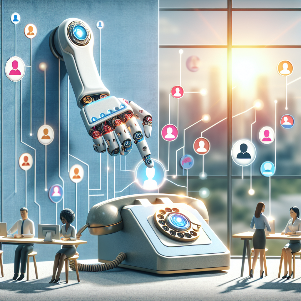 Illustration of a small business receiving calls with the help of AI technology.