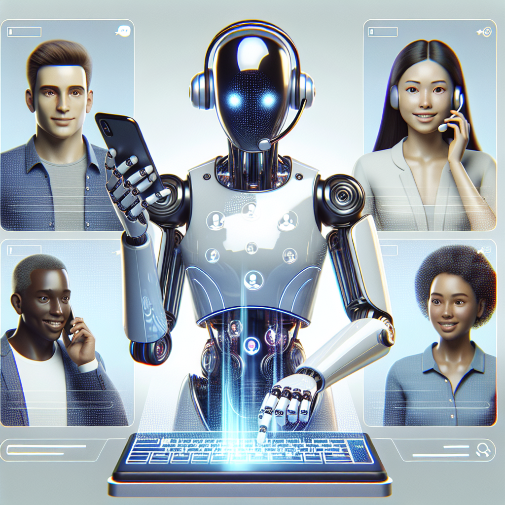 An image showcasing a virtual receptionist assisting customers via phone and chat