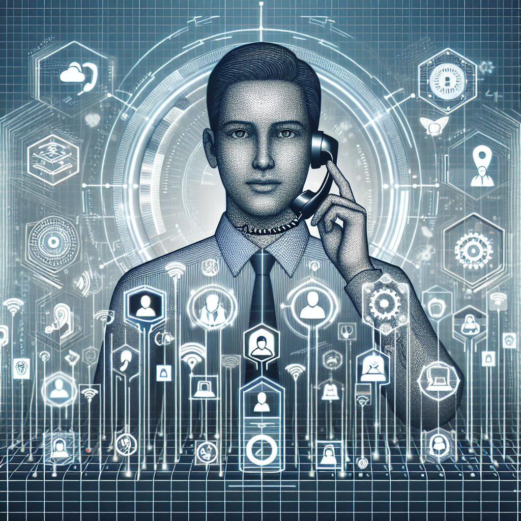 An illustration depicting an advanced virtual receptionist in action, managing multiple calls and processes.