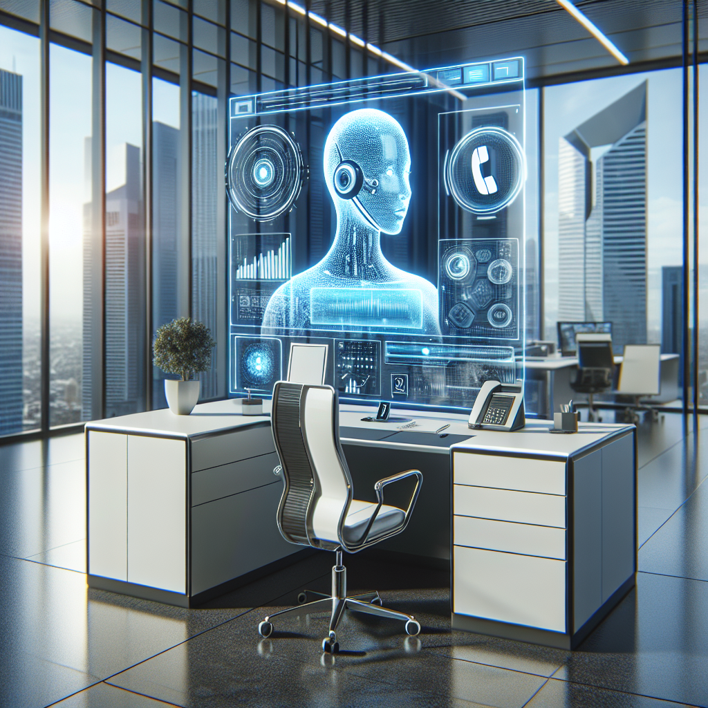 Visual representation of an AI-driven phone receptionist in a business setting