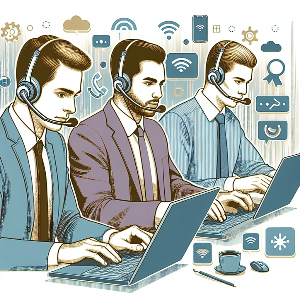 A dynamic image showing virtual phone receptionists in action.