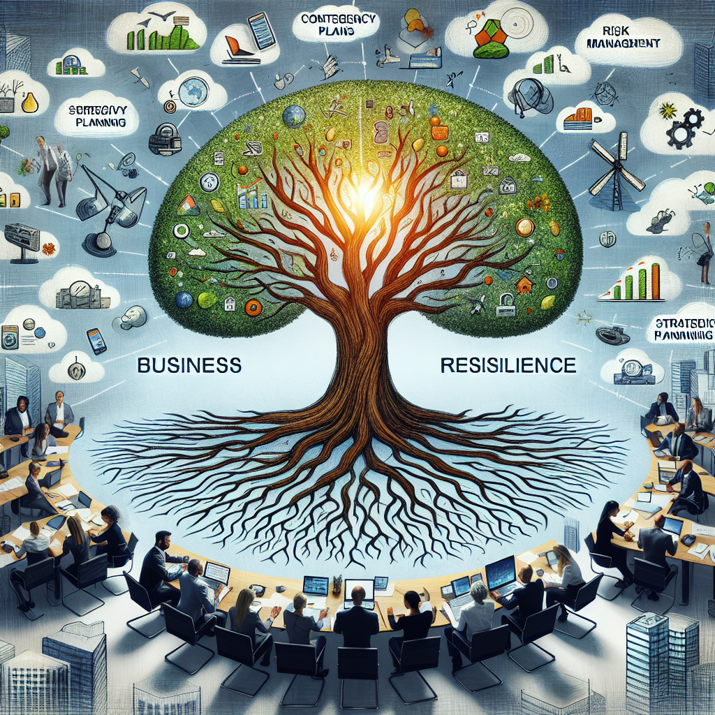 An infographic illustrating business resilience strategies and the role of communication tools.
