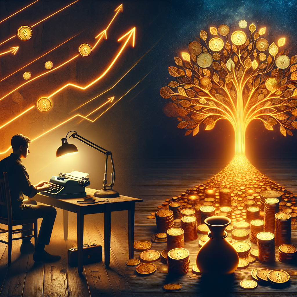 Graphic illustrating income potential through affiliate marketing.