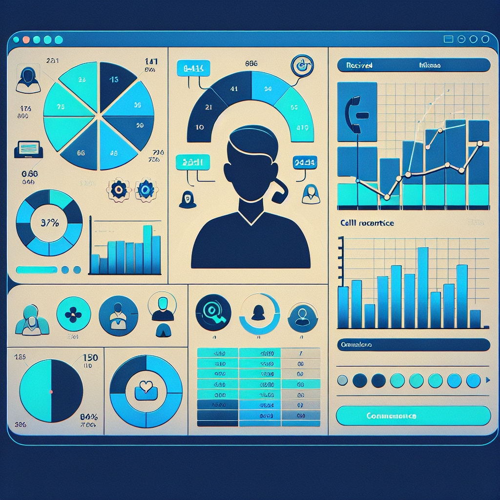 Graphical representation of a virtual receptionist dashboard showing call analytics.
