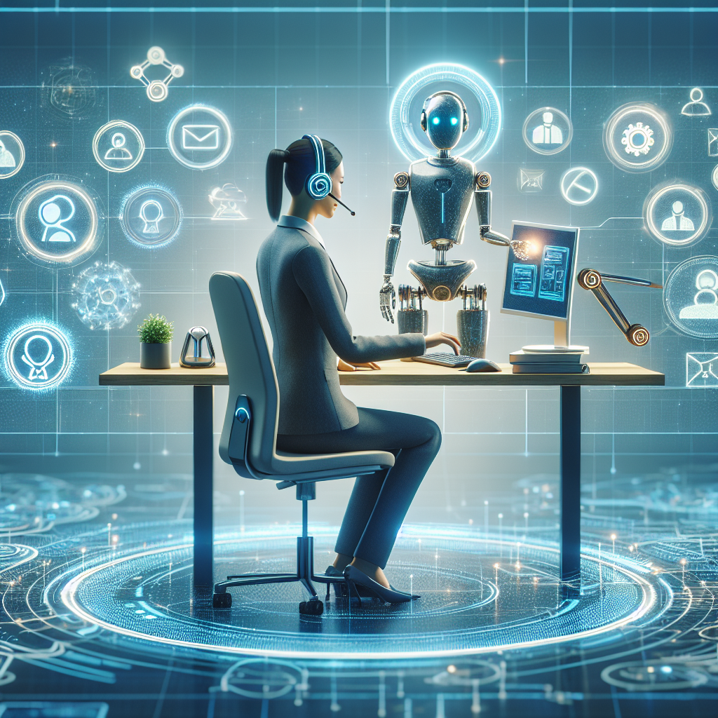 An image depicting a modern virtual receptionist setup with automation tools.