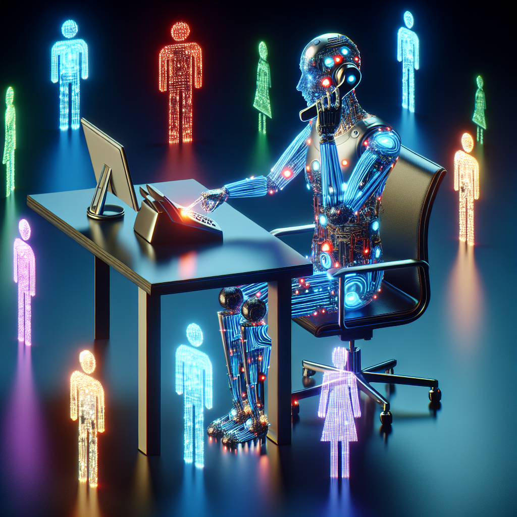 An illustration of an AI phone receptionist in action, interacting with customers.