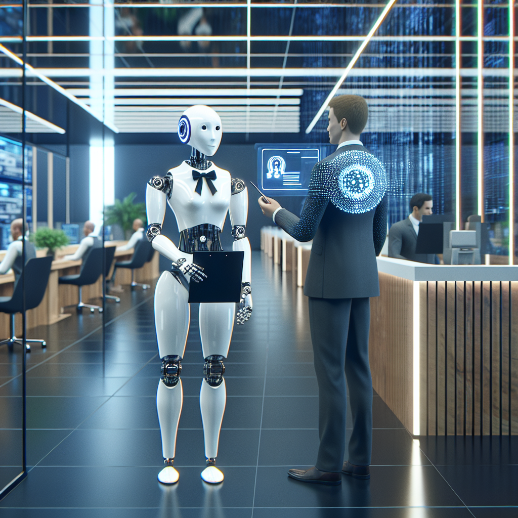 Image of an AI-powered receptionist in action, showcasing technology in a business setting