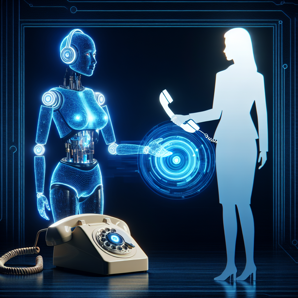 Image showcasing an AI receptionist interacting with a customer over the phone